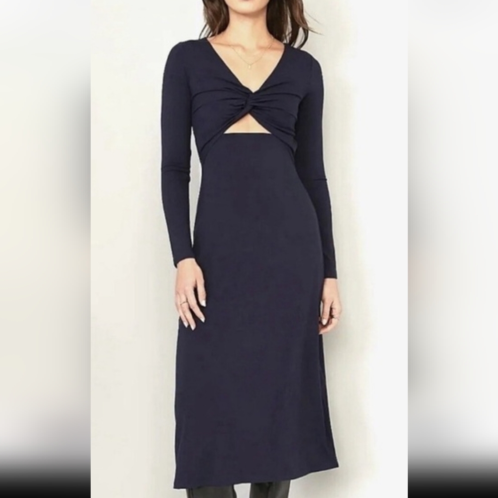 Womens Old Navy Black Long Sleeve Knot Dress